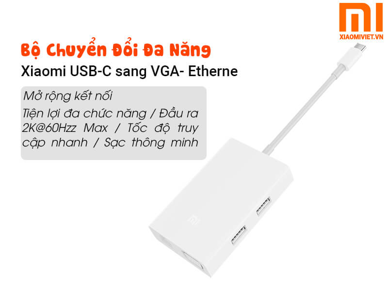 Bộ Chuyển Đổi Xiaomi chuyển USB Type C sang VGA - Ethernet