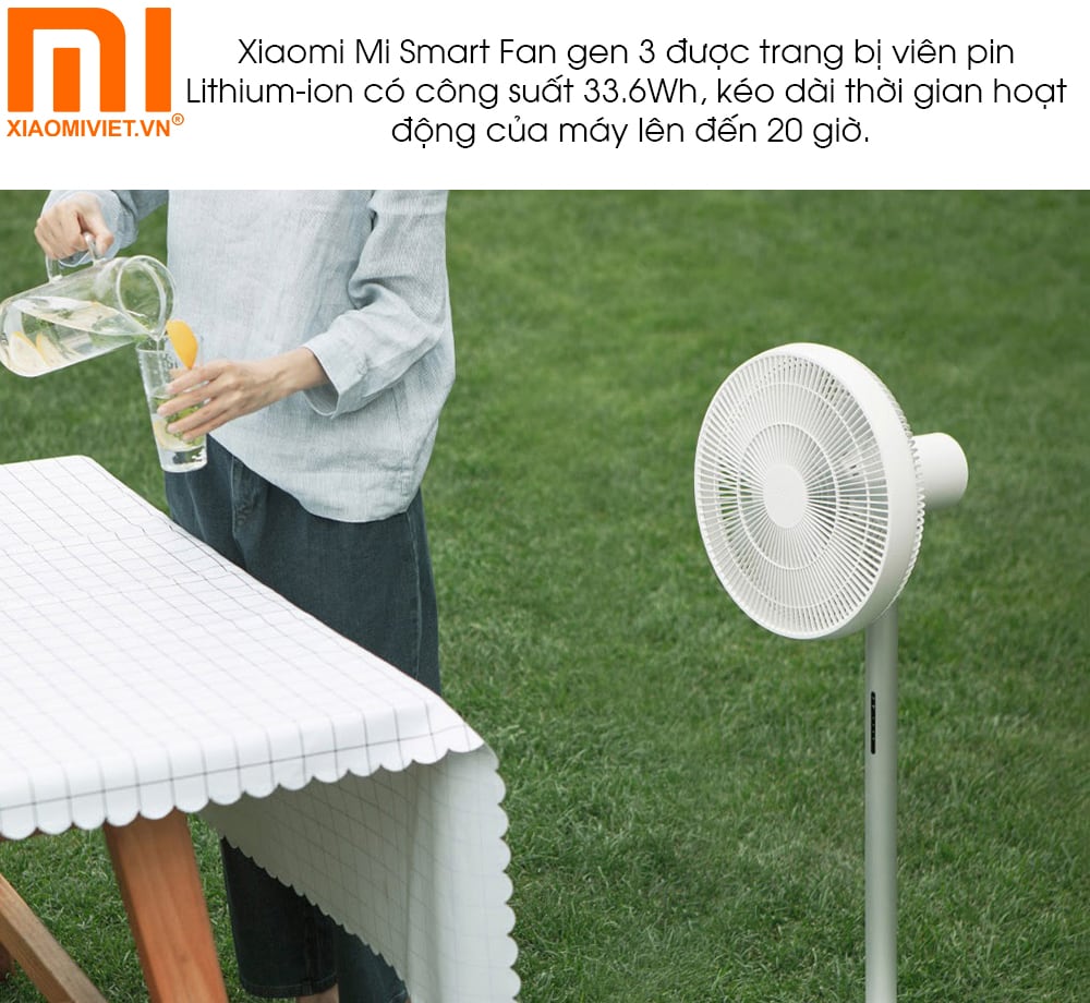 Xiaomi Mi Smart Fan gen 3 cho thời gian sử dụng lên đến 20 giờ