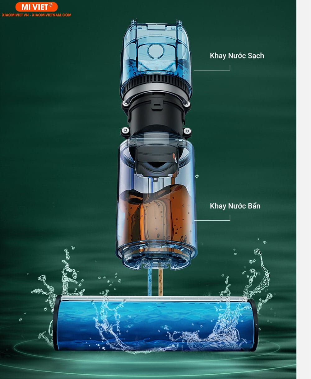 Thiết kế hộp nước trên máy hút bụi lau nhà khô và ướt Xiaomi Dreame H11 Max