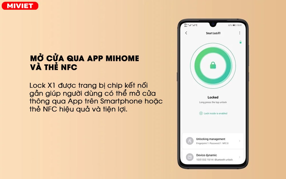 Mở cửa qua App Mihome và thẻ NFC