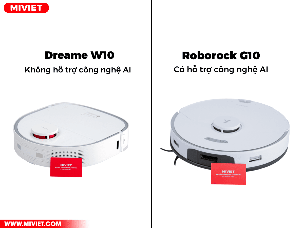Cảm biến nhận diện thảm của Dreame W10 và Roborock G10