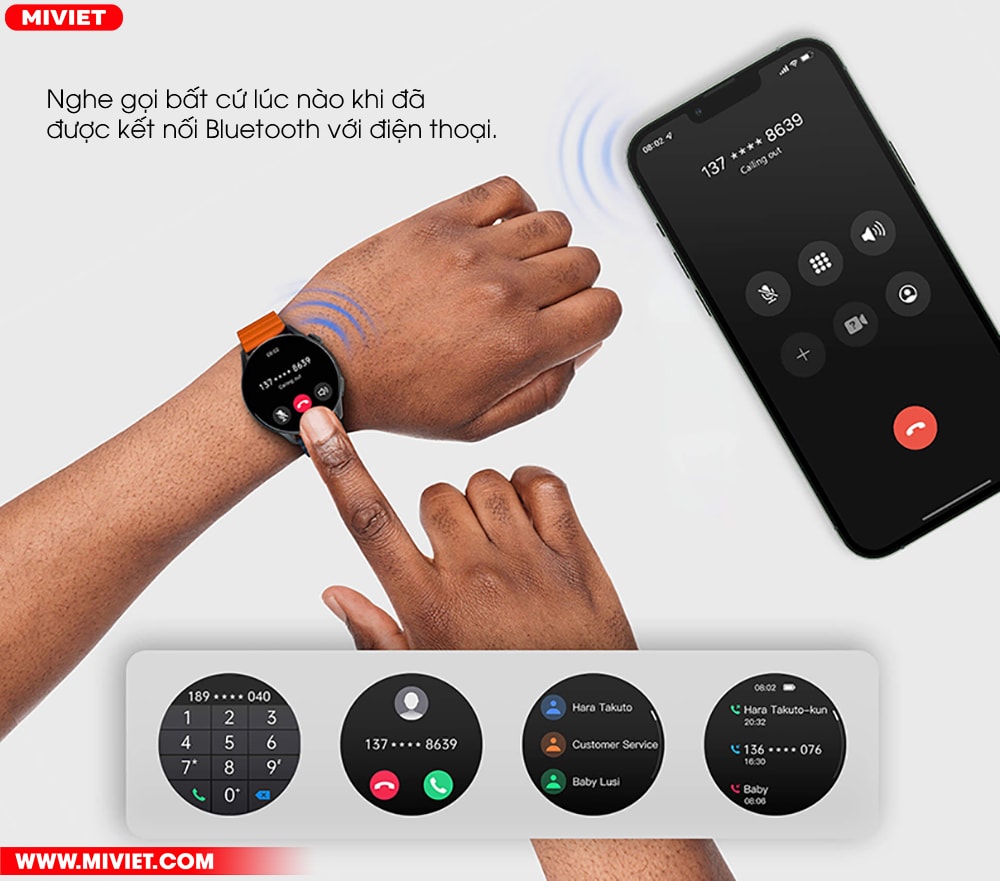 Nghe gọi ngay trên đồng hồ, công nghệ Bluetooth 5.2 ổn định