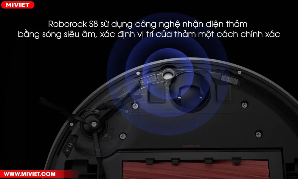 Roborock S8 nhận diện thảm bằng sóng siêu âm